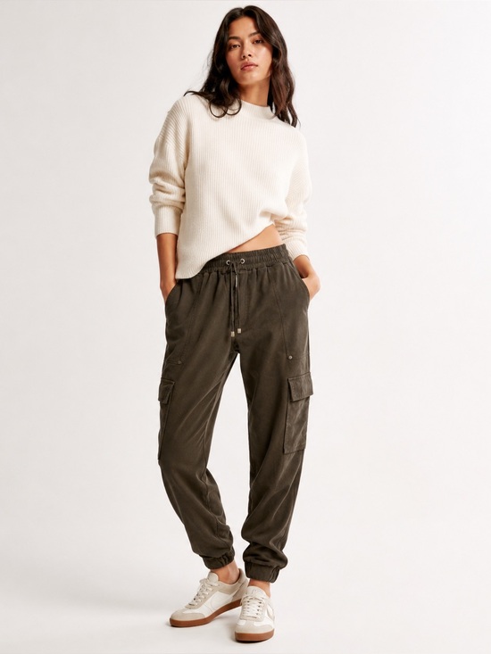 Zara Pants - Zara Dark Olive Suede-Like Cargo Joggers Large Utility Pants